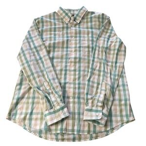 Dockers Shirt Mens Large Green Plaid No Wrinkle Button Down Casual NWT